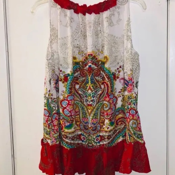 Bila XXL boho tie neck flow ruffle bottom tank plus size tunic - Picture 5 of 5